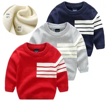 Толстые свитера для мальчиков; зимний детский пуловер в полоску; вязаный Топ для мальчиков; детские свитера; детская зимняя теплая одежда
