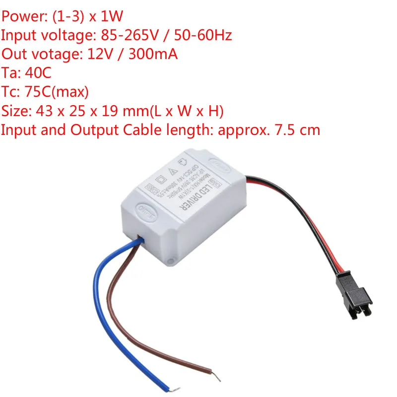 Электронный трансформатор светодиодный адаптер питания 3X1W простой AC 85V 265V к DC 2V 12V