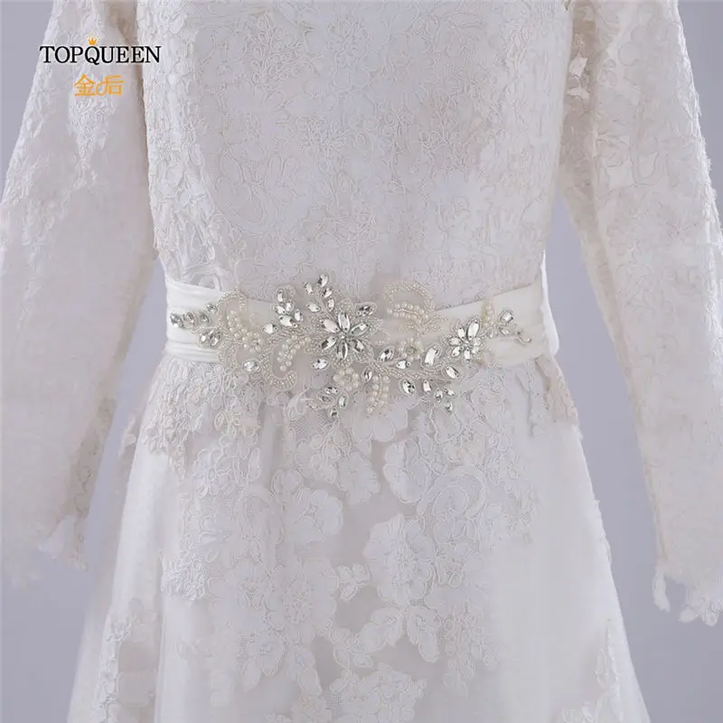 White TOPQUEEN S74 винтажный пояс невесты необычный пояс для девочек дизайнерский пояс для женщин пояс для платья жемчуга и кристаллы для свадьбы пояс - Цвет: White