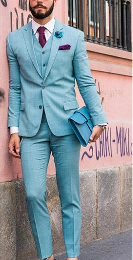 

DE 3 Piece Men's Latest Coat Pant Designs Beach Wedding Men Suit Slim Fit Blazer Custom Bridegroom Tuxedo Terno Masculino