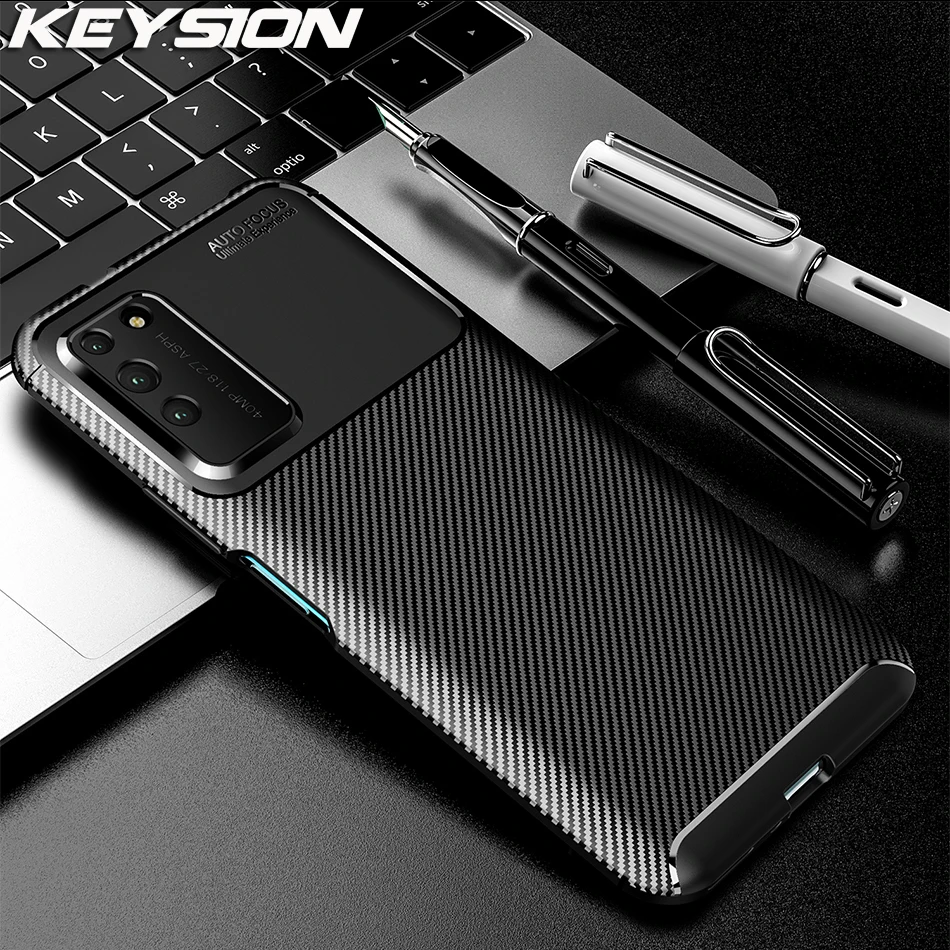KEYSION чехол для Honor X10 5G 30 Pro + Plus 30s 9C 9S 9A из углеродного волокна Силиконовый