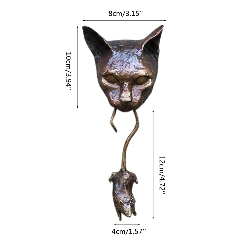 Resin Catch Mouse Door Knocker Door Knocker with Swinging Mouse Front Decor Handmade Doorknobs for Cat Love door knocker