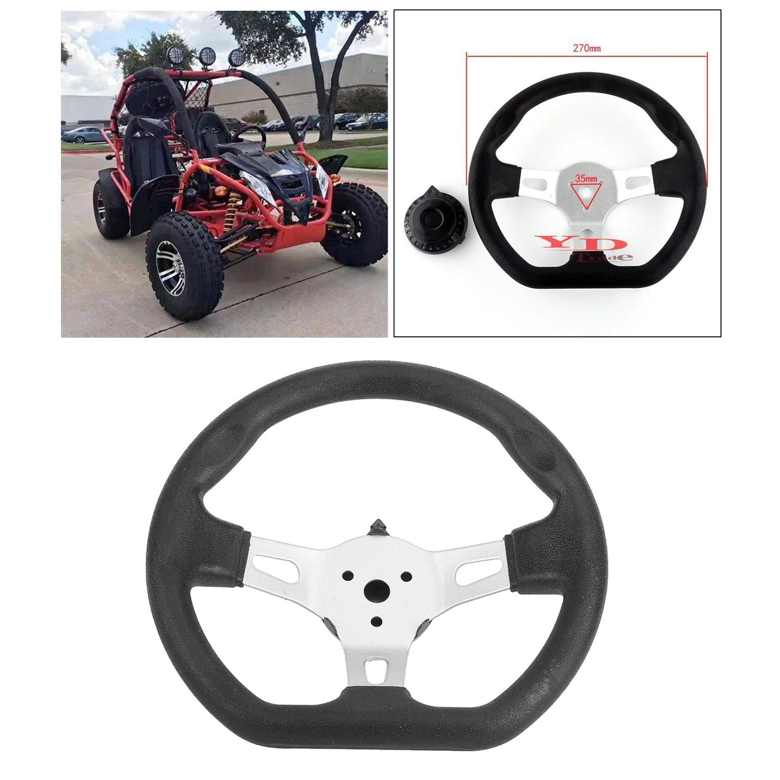 270mm Go Kart Steering Wheel Kart Parts Go-Kart Buggy Racing Cart Accessory