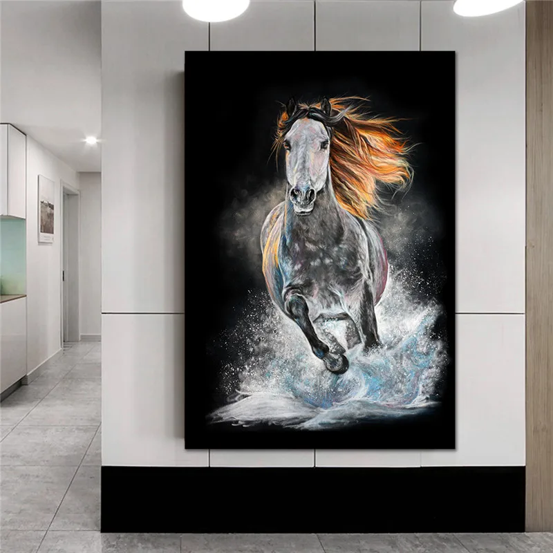 

GOODECOR running Horse abstract canvas painting large wall art pictures custom photo giclee printings for home decor no frame