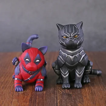 

Deadpool / Black Panther Cat Cosplay Ornament PVC Figure Collectible Model Toy