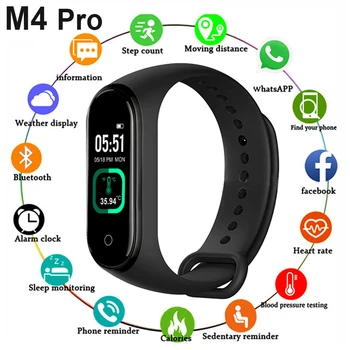 

Thermometer Smart Band M4 Pro New M4 Band Fitness Tracker Heart Rate Blood Pressure Health Bracelet Smart watch PK 115 plus D18