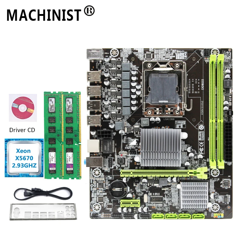 X58 настольная материнская плата LGA 1366 M ATX с 16 Гб оперативной памяти (2*8 ГБ) Intel Xeon