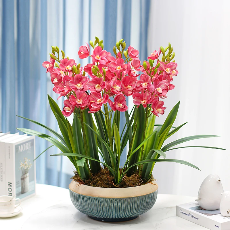 Orquídeas artificiales para decoración del hogar, plantas en macetas, sala  de estar, oficina, escritorio, flores falsas, adornos para el día de la  madre|Flores artificiales y secas| - AliExpress
