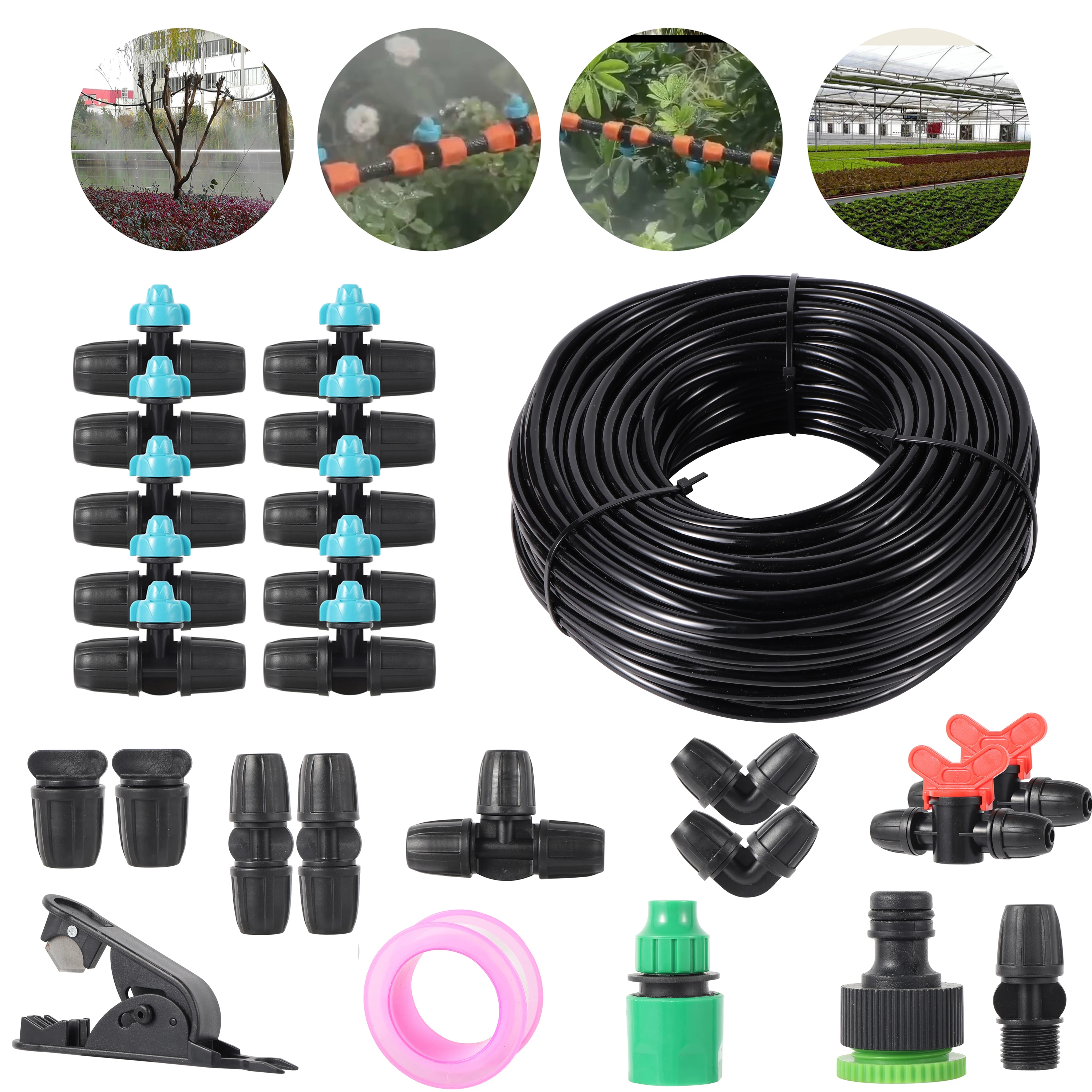 

5/10/15/20m 8/11mm Hose Garden Watering Kit 0.75mm Orifice Lock Spray Nozzle Lawn Greenhouse Irrigation System