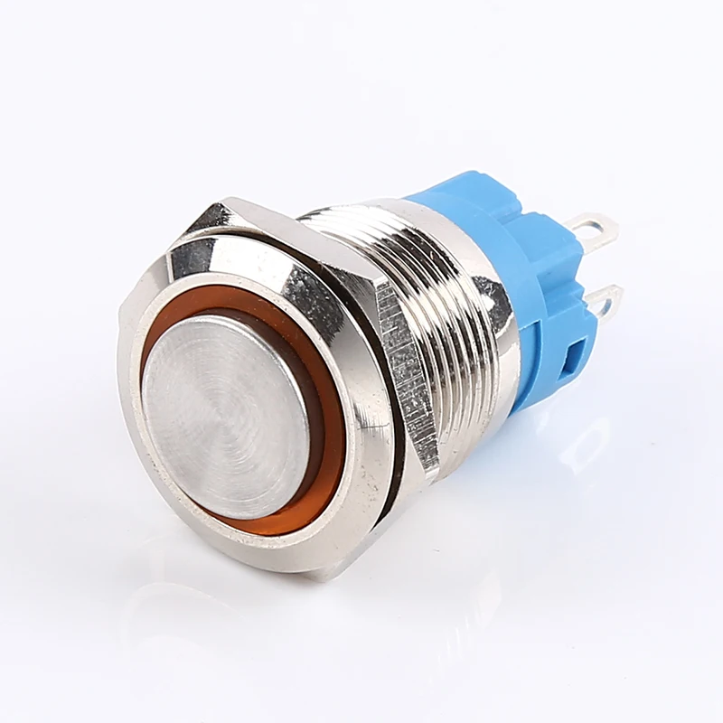 NCJ 19 мм металлический кнопочный переключатель IP67 поддерживает чередование фиксации и кнопка с самовозвратом переключатель с светодиодный лампой 5A - Цвет: Белый