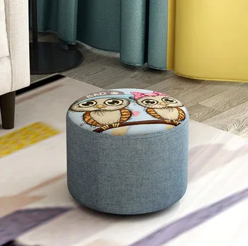 

Creative Fabric Stool Round Upholstered Footstool for Living Room Sofa Small Bench Home Simple Ottoman seater Furniture