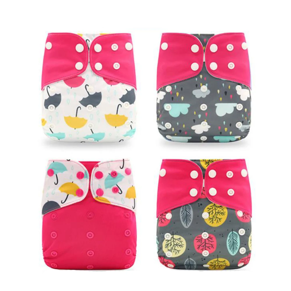 4pcs / set Washable Reusable Cloth Diaper Eco friendly Adjustable