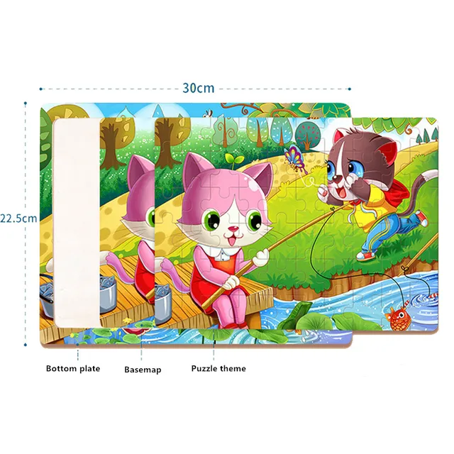 New Sale 60Pcs  Cartoon Wooden Puzzle Children Animal/ Vehicle Jigsaw Toy 2-6 Year Baby Early Educational Toys for Kids Game 3