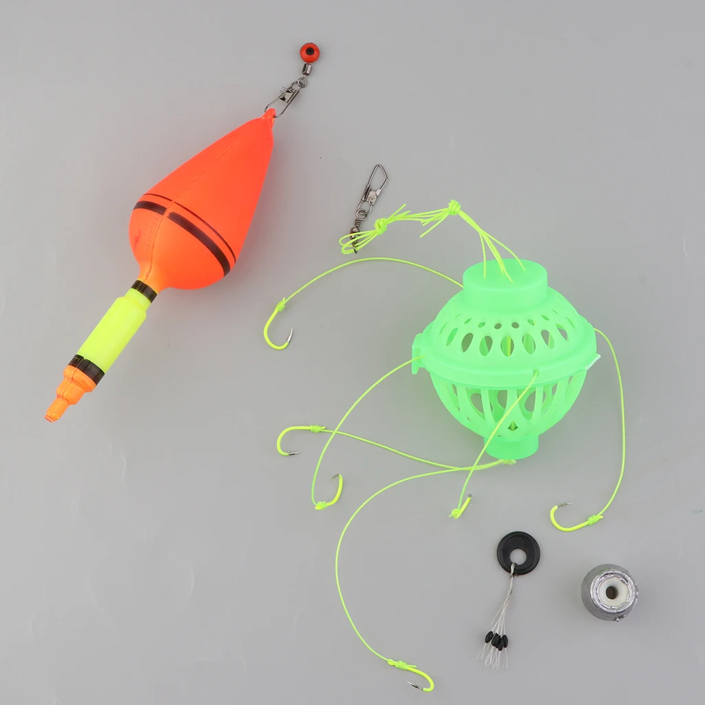 Fishing Bobbers Bulk Rubber Bobber Sea Monster with 6 Strong Hooks Beads Stopper Set Saltwater