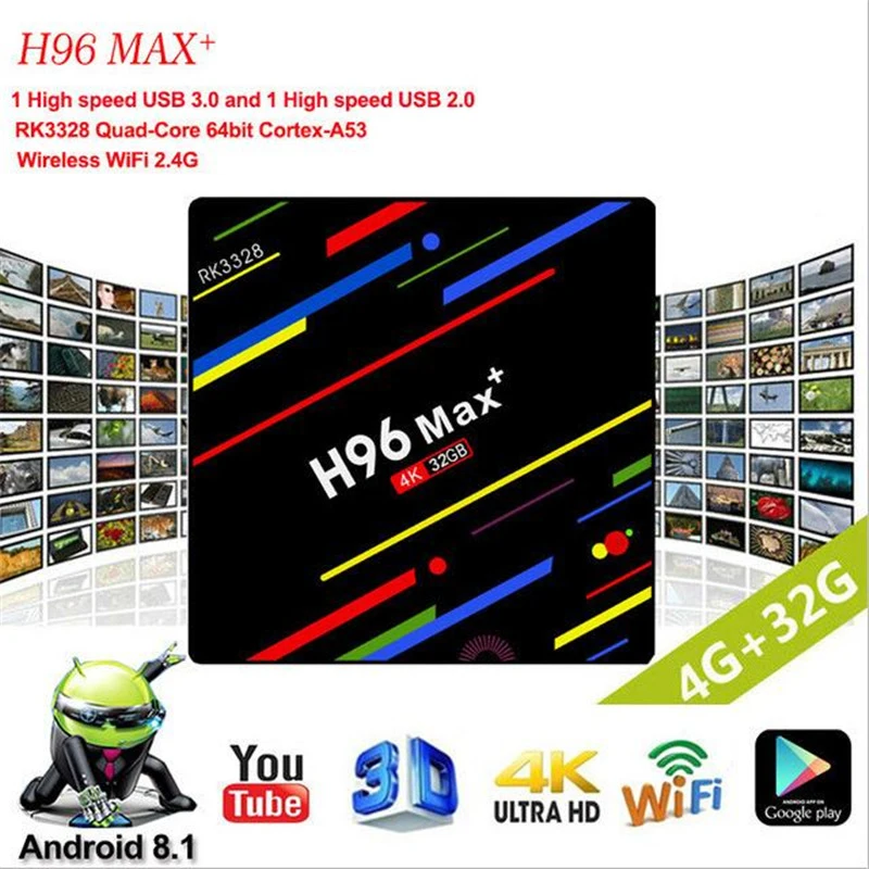 H96 MAX+ RK3328 Смарт ТВ приставка Android 9,0 4G 128G медиаплеер 4K голосовой помощник Google WiFi Поддержка IP tv медиаплеер