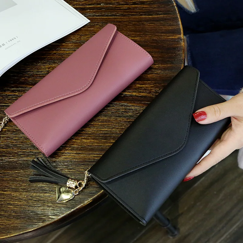 

Spring and summer new long style hand-held heart-shaped pendant simple fashion multifunctional lychee pattern women's wallet
