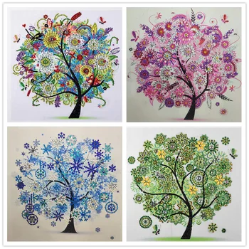 

5D DIY Diamond Embroidery Four Seasons Flower Tree Special Shape Diamond Painting Rhinestone Crystal Diamond New Decoration