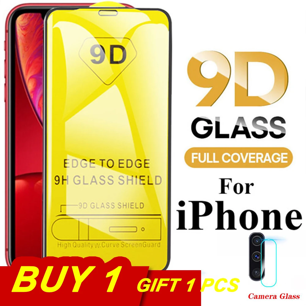 

KISSCASEE 9D Tempered Protective Glass for iPhone 11 Pro Max XR X 7 8 6 6s 7 Plus Screen Protector on iPhone 11 Pro Max XR X XS