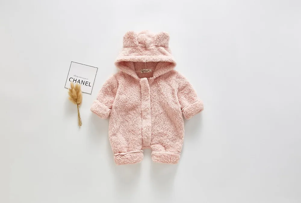 Baby Winter Clothes Newborn Baby Romper Autumn Winter Fleece Warm Baby Girl Romper Hooded Baby Boy Romper Infant Baby Jumpsuit