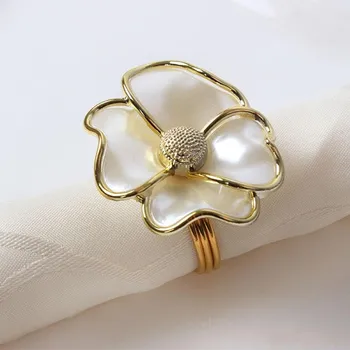 

Lotus Flowers Napkin Rings White Pearl Shape Napkin Rings For Hotel beautiful napkin buckle wedding Table Decoration supplies