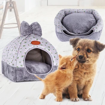 

Pet Bed House for Dogs Cats Warm Pet Dog House Nest With Mat Soft Dogs Travel Kennels for Puppy Chihuahua Winter Cat Bed House