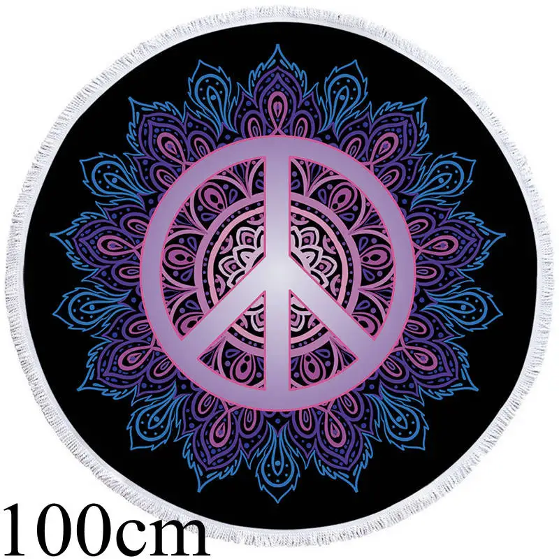 003 Towel 100cm Постельные принадлежности Outlet Бабочка Круглый пляжное полотенце для женщин Лето Sunblock Toalla кисточкой одеяло 150 см покрытие из микрофибры гобелен - Цвет: 003 Towel 100cm
