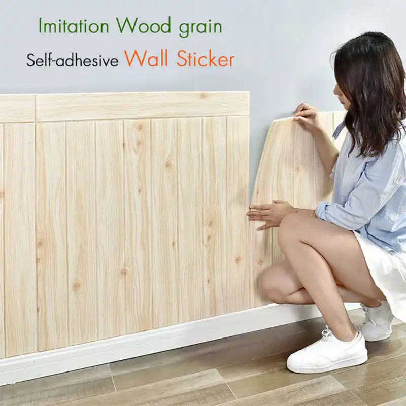 3d Imitation Wood Wall Stickers Living Room Upholstered Walled