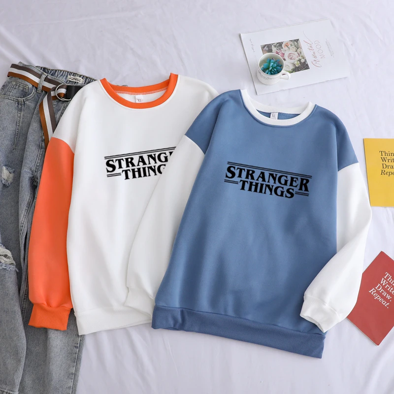 Harajuku Pullover Sweatshirts Female Fleece Hoodie Stranger Things Autumn Winter Thick