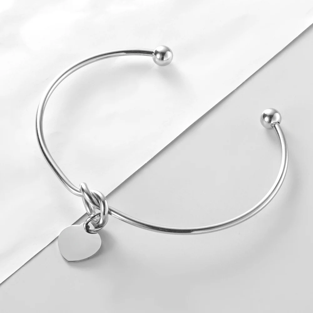 Heart Knot Stainless Steel Bangle for Women
