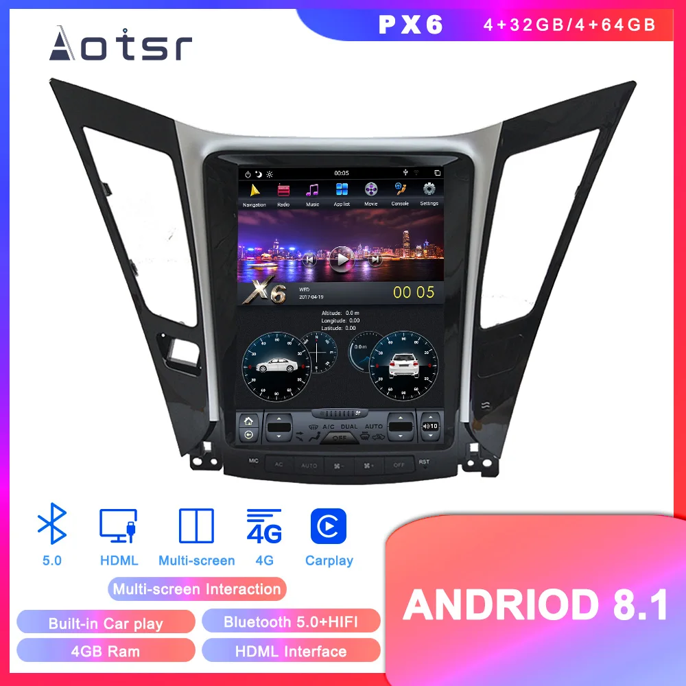 Автомобильный DVD-плеер в стиле Tesla Android 8.1 GPS-навигатор для Hyundai Sonata 8 2012-2014