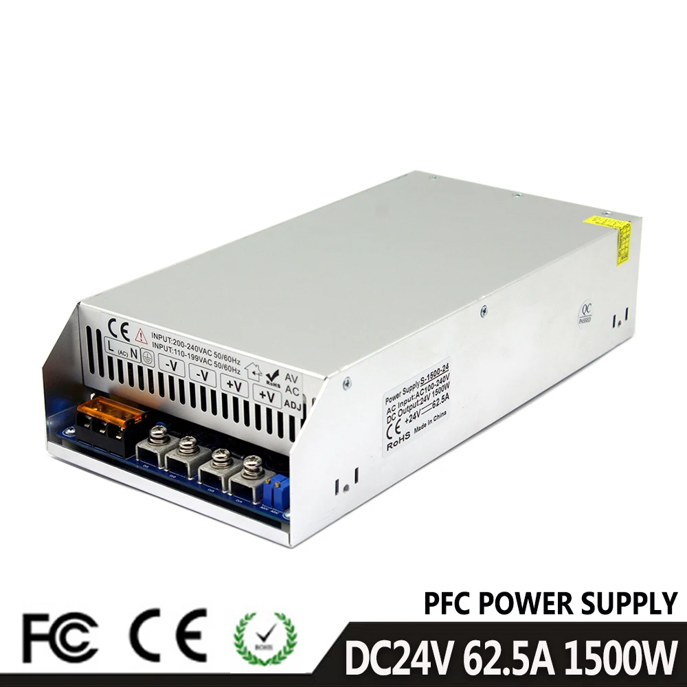 Regulator DC24V Power Supply Switching 62.5A 1500W Driver Transformer 110V 220V AC To DC 24V SMPS Module for LED CNC Print Motor
