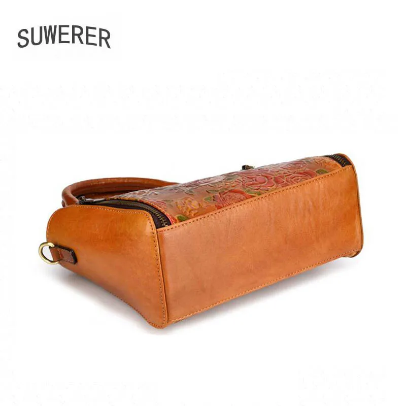 Women Genuine Leather bag new retro leather handbags shoulder messenger bag Original color tote bag