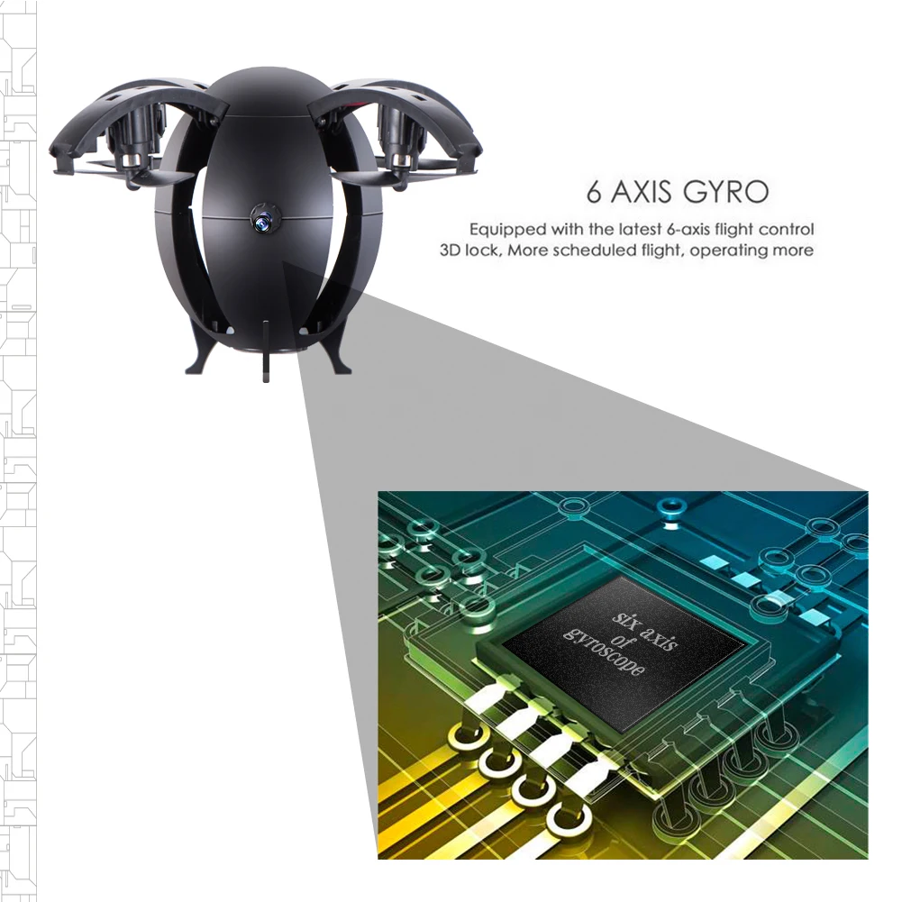 668-A6HW Складной Летающий яйцо 2,4G 0.3MP Wifi Пульт дистанционного управления Дрон RC Quadcopter Blk/белый