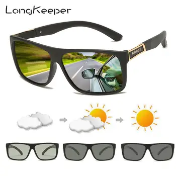 

LongKeeper TR90 Frame Photochromic Sunglasses Men Square Chemeleon Lens Goggles For Driving Fishing Women UV400 Gafas