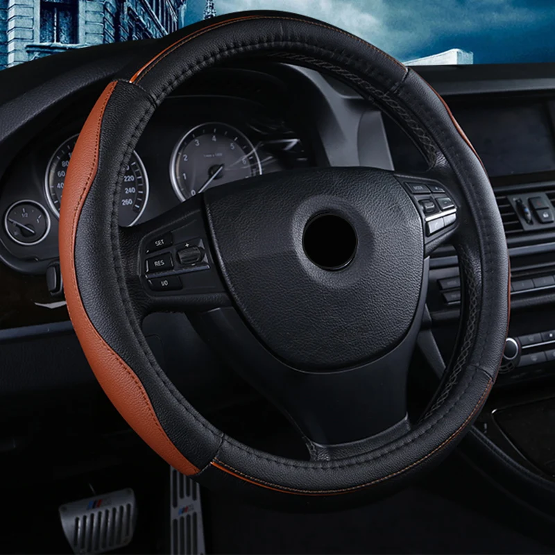 Высококачественный кожаный чехол на руль подходит для Шевроле Лада Opel Skoda Volvo MiNi