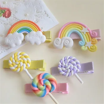 

2 PCS New Candy Colors Hairpins Design Cute Rainbow Felt Animal Hairpin Girls Children Hair Accessories