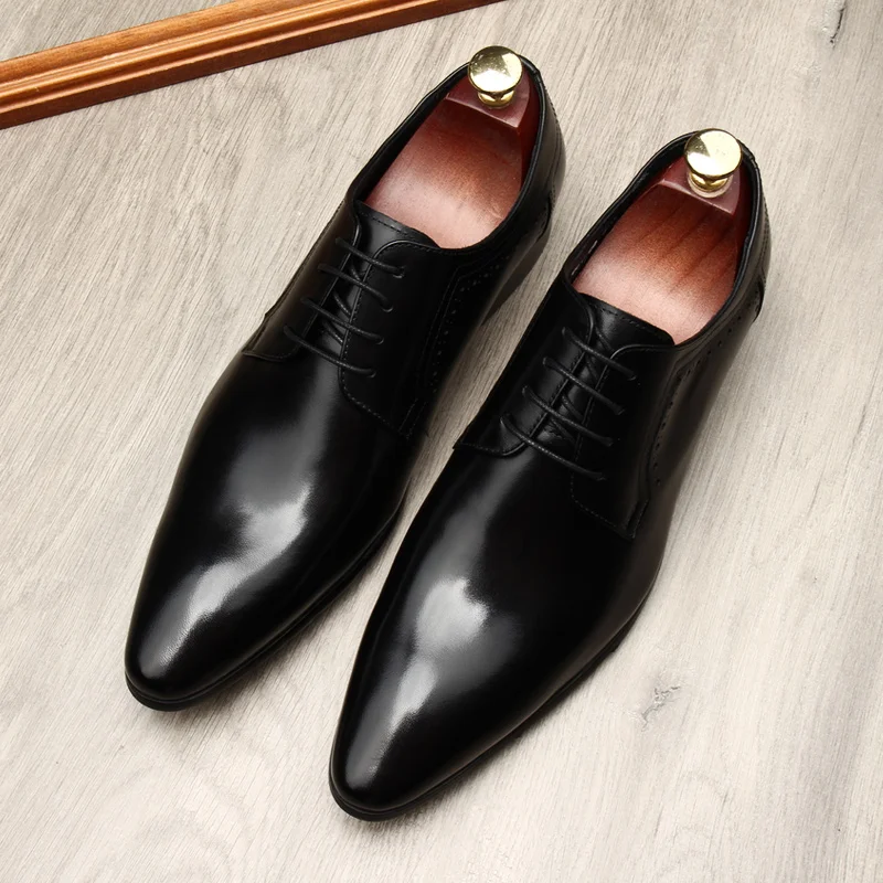Love four English Pointed Lace-up Leather Men's Dress Wedding Work Shoes Size 46