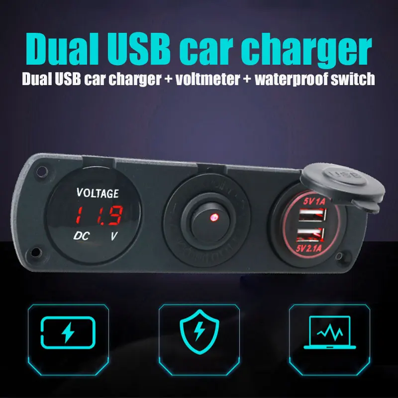5V Автомобильное зарядное устройство Зарядное устройство с двойным USB Зарядное устройство Водонепроницаемый Поворотный Автомобильный Зарядное устройство для USB