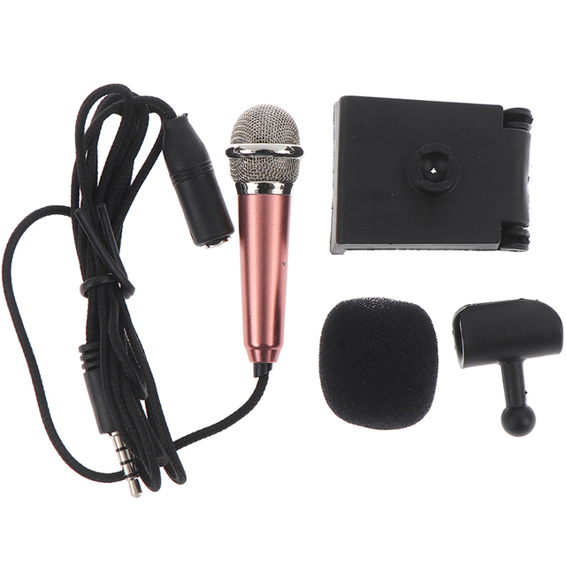 Portable 3.5mm Stereo Studio Mic KTV Karaoke Mini Microphone For Cell Phone Laptop PC Desktop Small Size