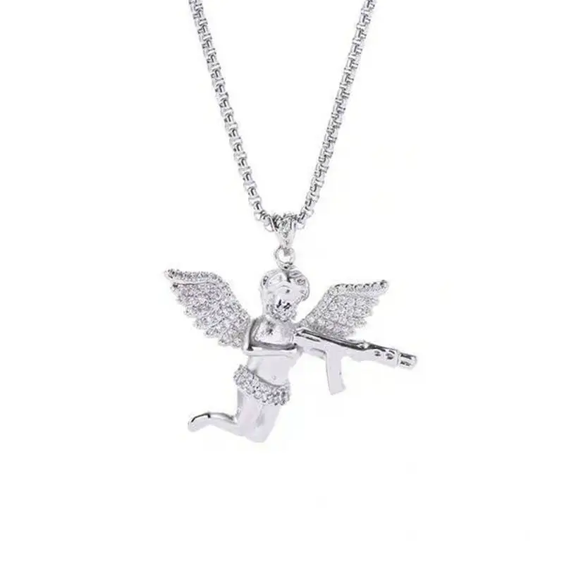 

TC-6 60cm 30g Angel with Gun Zinc Alloy Neutral Pendant Necklace fashion necklace