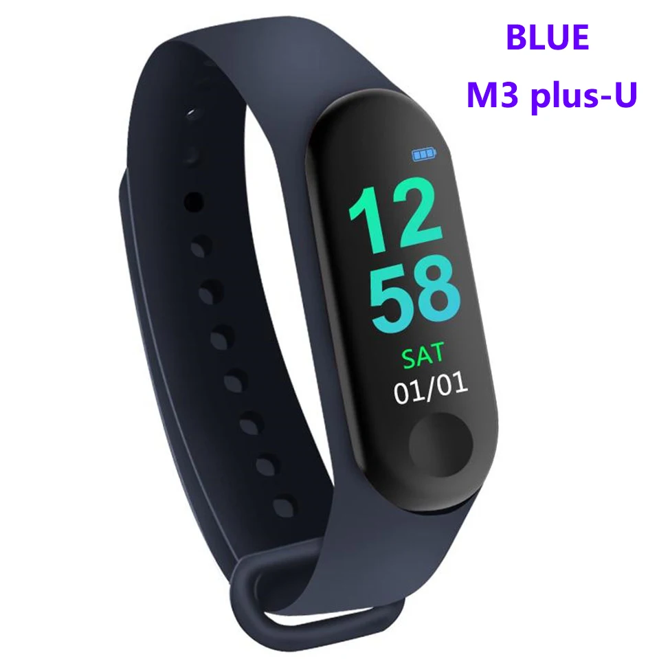 M3 Plus, умный Браслет, пульсометр, кровяное давление, здоровье, водонепроницаемые, Смарт-часы M3 Pro, Bluetooth, часы, браслет, фитнес-трекер - Цвет: BLUE M3 Plus U