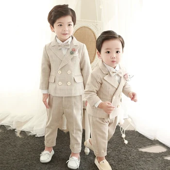 

2020 Blazer Boys Suits Formal Costume Toddler Clothes British Style For Party Wedding Kids Suits for little gentlemans boys