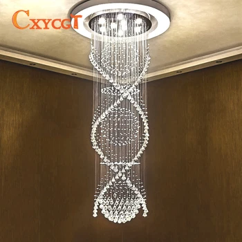

Modern Cross Spiral Hotel Staircase for Elegant Minimalist Crystal Chandelier Villa Home Decoration Is Suitable
