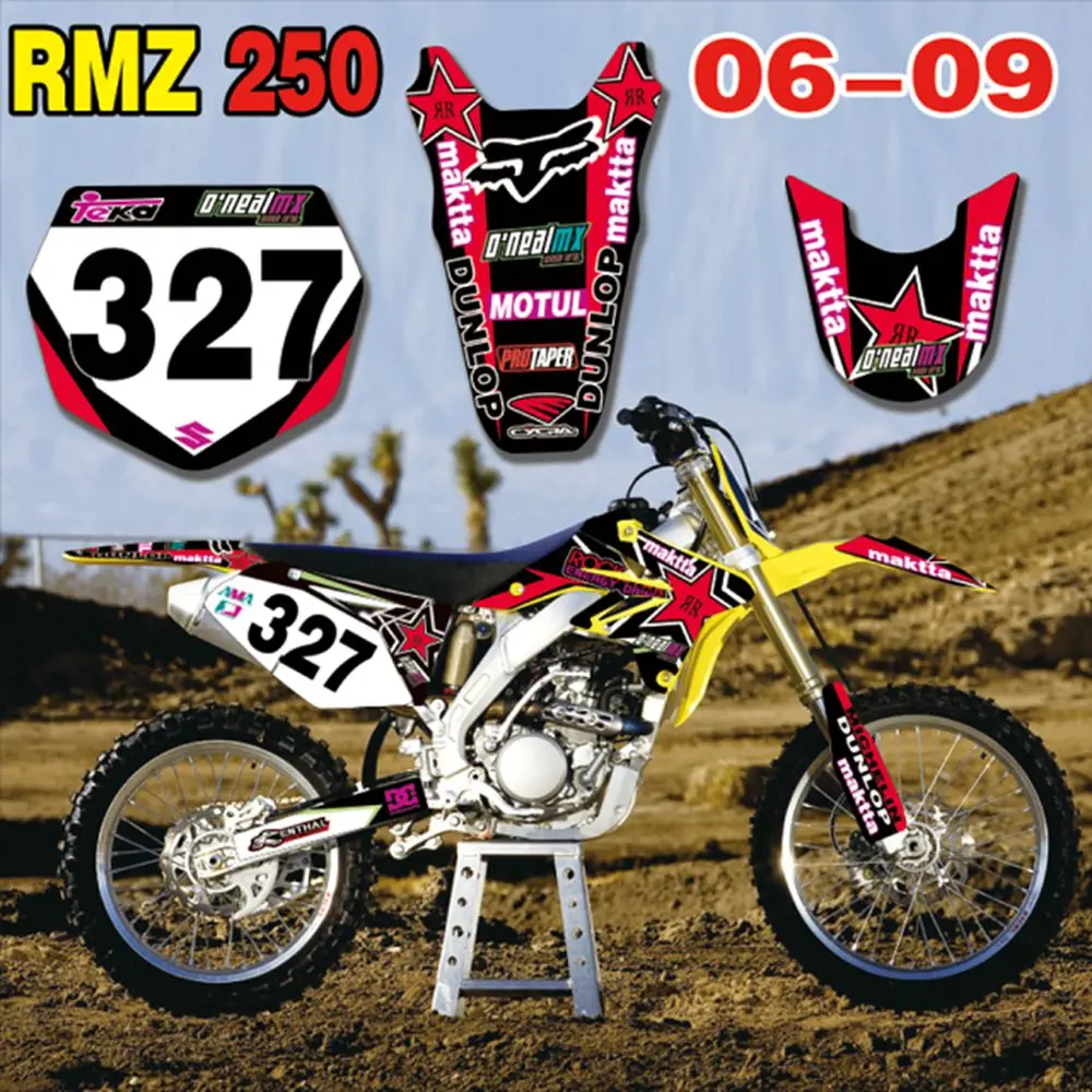 

New Full Graphics Decals Stickers Custom Number Name Glossy Bright Stickers Waterproof for Suzuki RMZ250 2006-2009