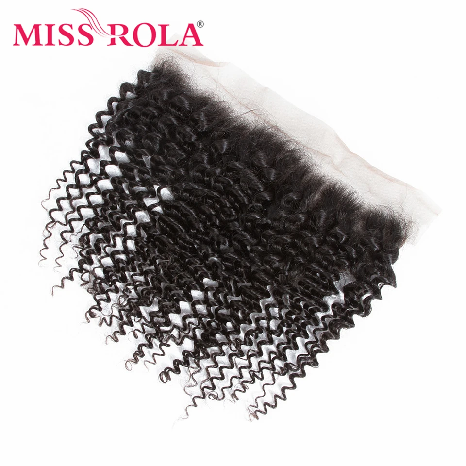 Miss Rola 13x4 Lace Frontal Ear To Ear Kinky Curly Hair Natural Color Brazilian Human Hair Straight Lace Frontal Closure Remy