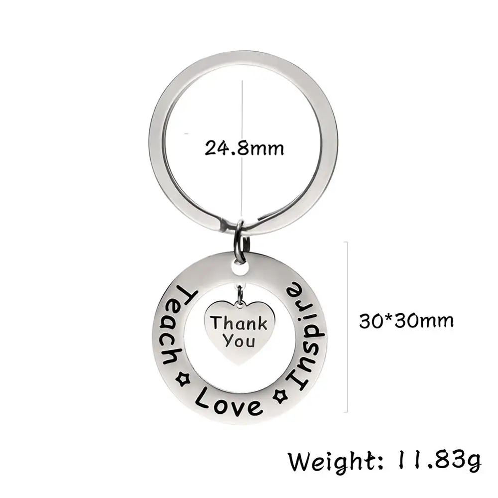 My shape брелок для ключей Teach Love Inspire 316L из нержавеющей стали, королевское кольцо, кулон, подарок на год для женщин/мужчин, ювелирное изделие, брелок - Цвет: Teach