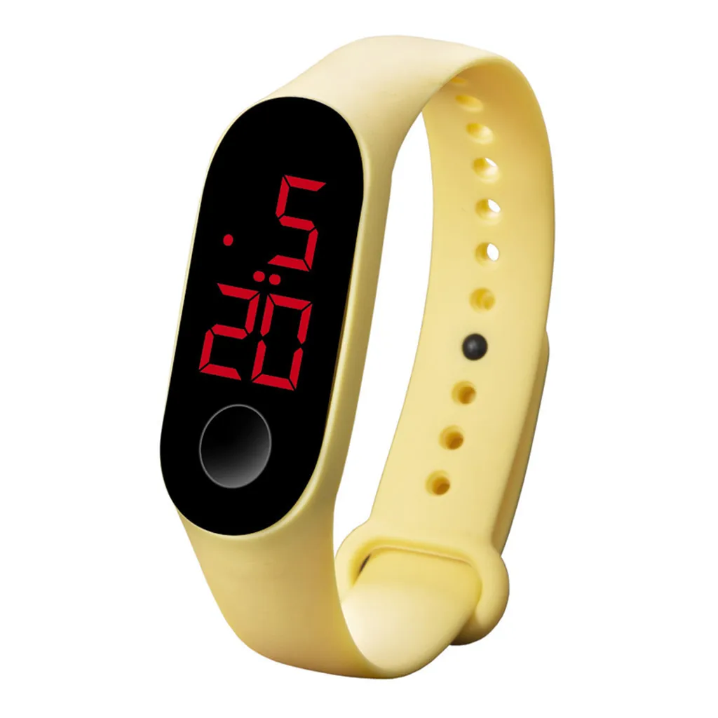 Женские и мужские водонепроницаемые часы качественный модный браслет для мужчин часы унисекс Повседневный Спортивный светодиодный электронный светящийся датчик часы - Цвет: Цвет: желтый
