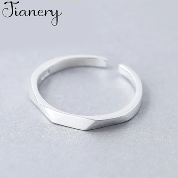 

JIANERY Vintage 925 Sterling Silver Hexagon Rings For Women Men Big Adjustable Rings Wholesale 2019