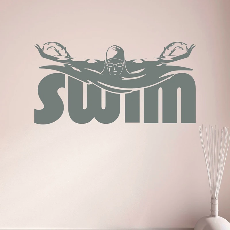 

Swimming Art Sports Vinyl Stickers Swimming Pool Signs Swimmer Gift Sports Decor For Girls Room Bedroom Decoration Murals Z399