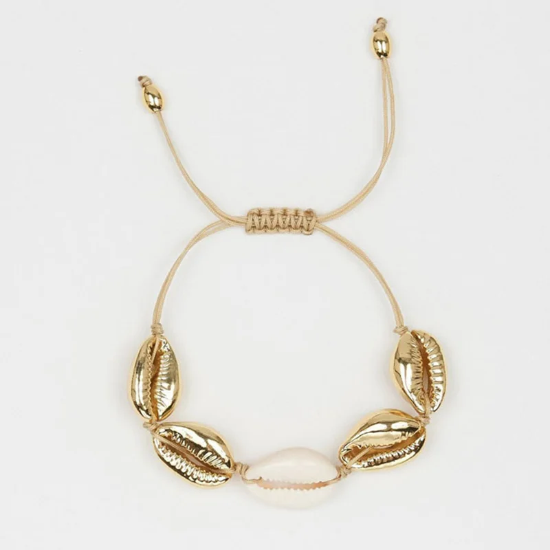 

Bohemian Handmade Wedding Adjustable Graceful Exquesite New Arrival Golden 1PC Party Beautiful Shell Bracelet Gifts 789
